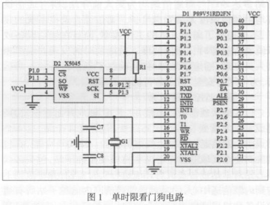 圖1 單時限看門狗電路