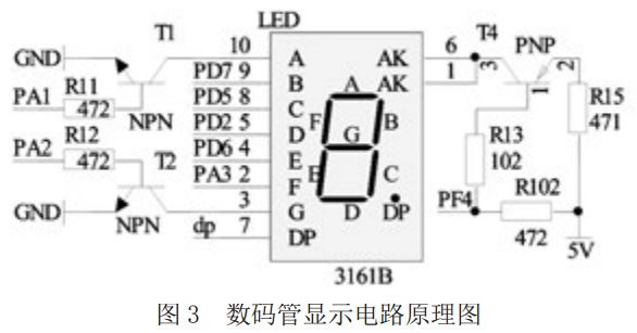 圖3 智能電批的數(shù)碼管顯示電路原理圖