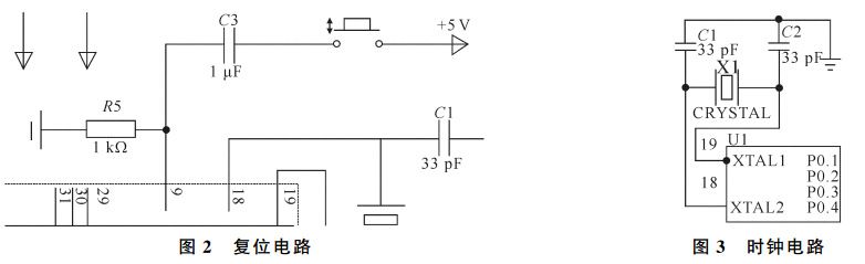 圖2 復位電路與時鐘電路
